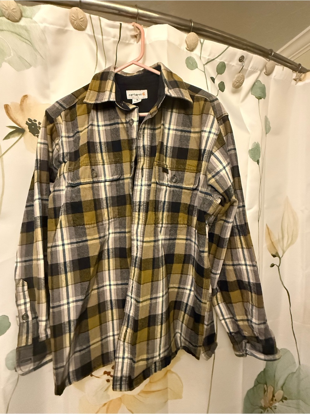 Carhartt Olive, Gray & Black Plaid Button-Down Shirt